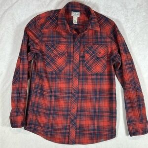 L.L. Bean Small Wool Blend Snap Button Plaid Flannel Shirt Jacket Buffalo Check